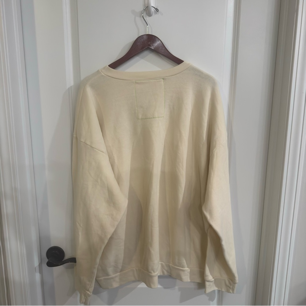 Aviator Nation Glitter Heart Crewneck Pullover Sweatshirt in Natural - Picture 13 of 13